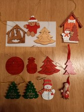 12 Teile Christbaumschmuck aus Holz, Weihnachtsbaumanhänger