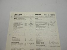 Fendt Farmer 240 S 294 Werkstatt Datenblatt Anzugswerte Technische Daten 1988