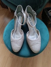 SCHUHE WHITE LADY GLITZER Gold GR 40 RIEMCHEN PUMPS