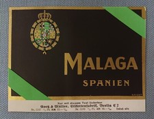 altes Musteretikett Weinetikett Etikett Malaga Spanien Goetz & Müller Berlin