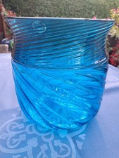 Venini/Murano Vase `Opulus`, Klarglas in Grün-Blau Entw.B.Karsson/O.Thorsen