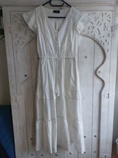 Weißes Boho Kleid Strandkleid