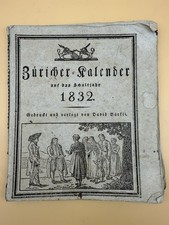 Züricher Kalender 1832 David Bürki selten Holzschnitt Volkskalender Schweiz Rari