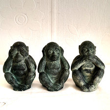 Drei Affen Figur Tier Steinguss 9,5 cm Groß