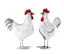 2 Stück Metall Figuren Hahn