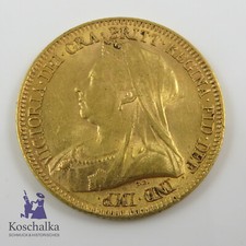 Goldmünze England, Half / 1/2 Sovereign 1893, Königin Victoria, Erh. vz (0022EB)