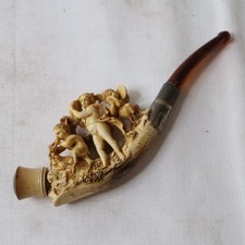 Feine Putto Meerschaumpfeife, Bernstein, Pfeife 14 cm                A3