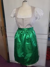 Neues Dirndl Gr. L 40 mit Schürze Beige Grün Trachtenkleid