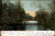 DÜSSELDORF am Rhein alte Postkarte 1908 Partie aus dem Hofgarten, Teich Brücke