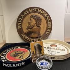 Brauerei Paulaner München Werbeschild, Tabletts,Aschenbecher, Karte aus Blech
