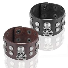 Biker rocker leder armband - biker,
