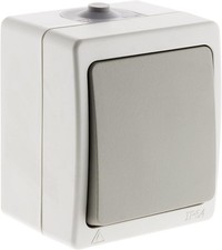 Lichtschalter Taster für Feuchträume im Innenbereich Aufputz Grau