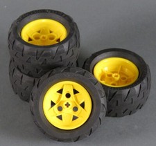 LEGO® Reifen Räder 4x Rad 68.8 x 36 H schwarz Felge Gelb 7344 City Kipplaster
