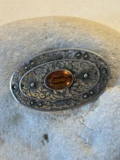 Vintage Silber 835' Brosche mit Zitrin 