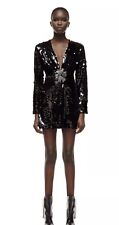 ZARA LIMITED EDITION  BLACK SEQUIN Kleid Pailletten Brosche M neu 