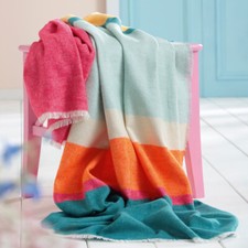 Biederlack Plaid Happy Stripe 130x170 cm | bunt | leicht | mit Fransen