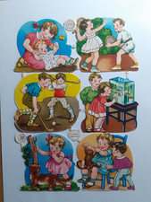 Glanzbilder, Oblaten, Scraps Bogen PZB spielende Kinder