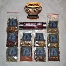 Räucherset Räuchersortiment Hexenkiste Starterset 12 Teile Räuchergefäß MESSING
