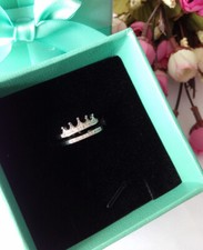 Kronen-Zirkon-Prinzessin Ring Sterling Silber 925 Damen verstellbar 47-52