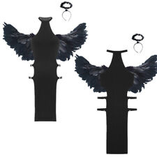 DE Damen Kleid Party Kostüm Rave Outfit Karneval Mit Feather Wings Kimono Böses