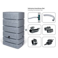 Kreher XXL Wassertank Regentonne "Tower Stone" 500 Liter in Grau