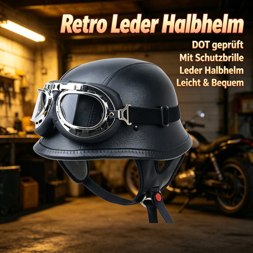 Retro motorradhelm leder - retro,