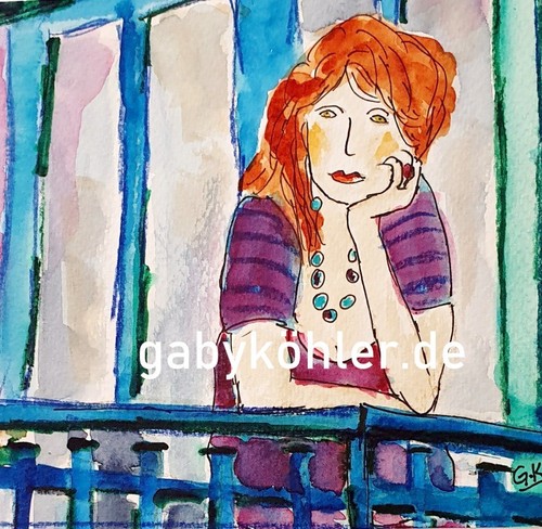 Kunstdruck frau aquarell 20x20 - frau,