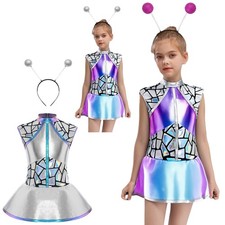 Mädchen Kostüm Raum Outfits Weihnachten Kleid Filme Ärmellos Thematisch Roboter