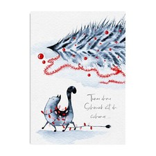 Weihnachtskarte KATZE Tanne