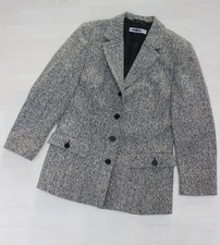 ❤️ Blazer Gr. 40 Ambiente schwarz weiß Wolle Angora Glitzer Lurex Gold