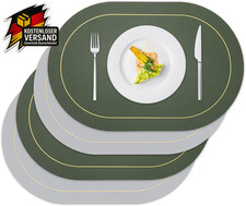 PU Leder Tischsets abwaschbar oval wasserdicht rutschfest hitzebeständig 4 Stück
