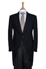 Schwarzer 2-Teiliger Frackanzug Herringbone Jacke Nadelstreifen Hose Royal Ascot