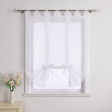 Raffrollo Weiß Raffgardine mit Schlaufen Voile Küche Vorhang Bindegardine Modern