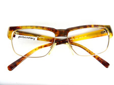 BYBLOS 106 großes Vintage-Brillengestell gold-braun rechteckig NEU Gr. L 56[]16