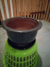 Blumentopf Blumenkübel Pflanzschale Steingut blau + Terrakotta