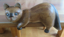 Katze aus Holz Kantenhocker