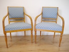 Biedermeier Stühle Sessel 2 Stück Birke massiv  um 1820 neu bezogen