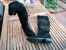 Pesaro handschuhweiche Overknee Stiefel Lederstiefel Rauhleder schwarz 40 bequem