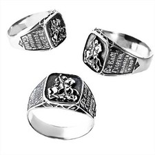 925 Sterling Silber Fingerring Rette und Schutz Prägung Herrenring