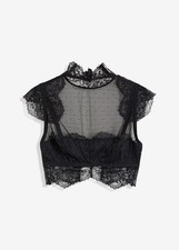 Neu Bralette mit wunderschöner Spitze Gr. 42 Schwarz Damen-Bra Oberteil Dessous