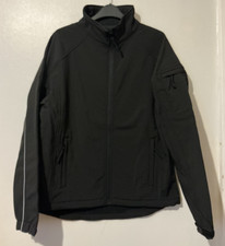 Herren Softshelljacke Fleece gefüttert Reißverschlusstaschen verstellbar reflektierend neu mit Etikett schwarz