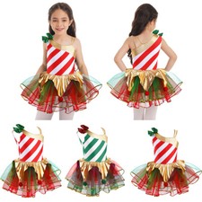 DE Mädchen Tanzkleider Ballettkleider Weihnachten Tutu Kleider Turnanzug Kostüme