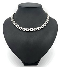 925/- Silberkette, Collier, 42 cm lang, 8 mm breit, Muster, guter Zustand
