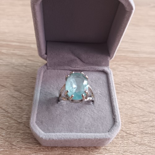 Aquamarinring gr 57 - ,