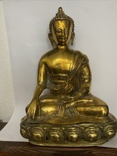 Buddha Statuette Messing Sitzend 38 cm hoch 27 cm breit