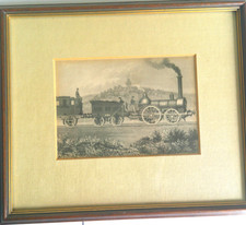 Bild Eisenbahn Dampflok Adler ca. 20 x 23 cm gerahmt