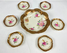 Konfekt-Set Schale+Schälchen Tillowitz EPOS Schlesien Echtgold, Rosen handgemalt