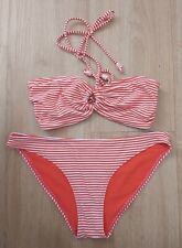 H&M Damen Bikini 34 / 38 Orange Weiß Streifen