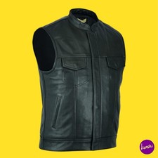 LEATHERICK Herren Weste Anarchy Rindsleder, schwarz, UK XL | EU 58