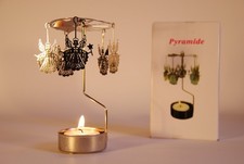 Teelichtpyramide silber Metall, Engel, Weihnachten Deko, Pyramide, Kerzenhalter